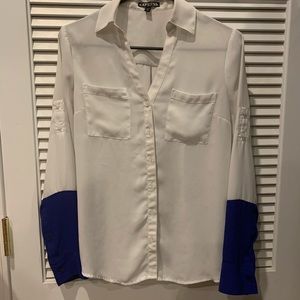 White and Royal Blue Portofino Shirt